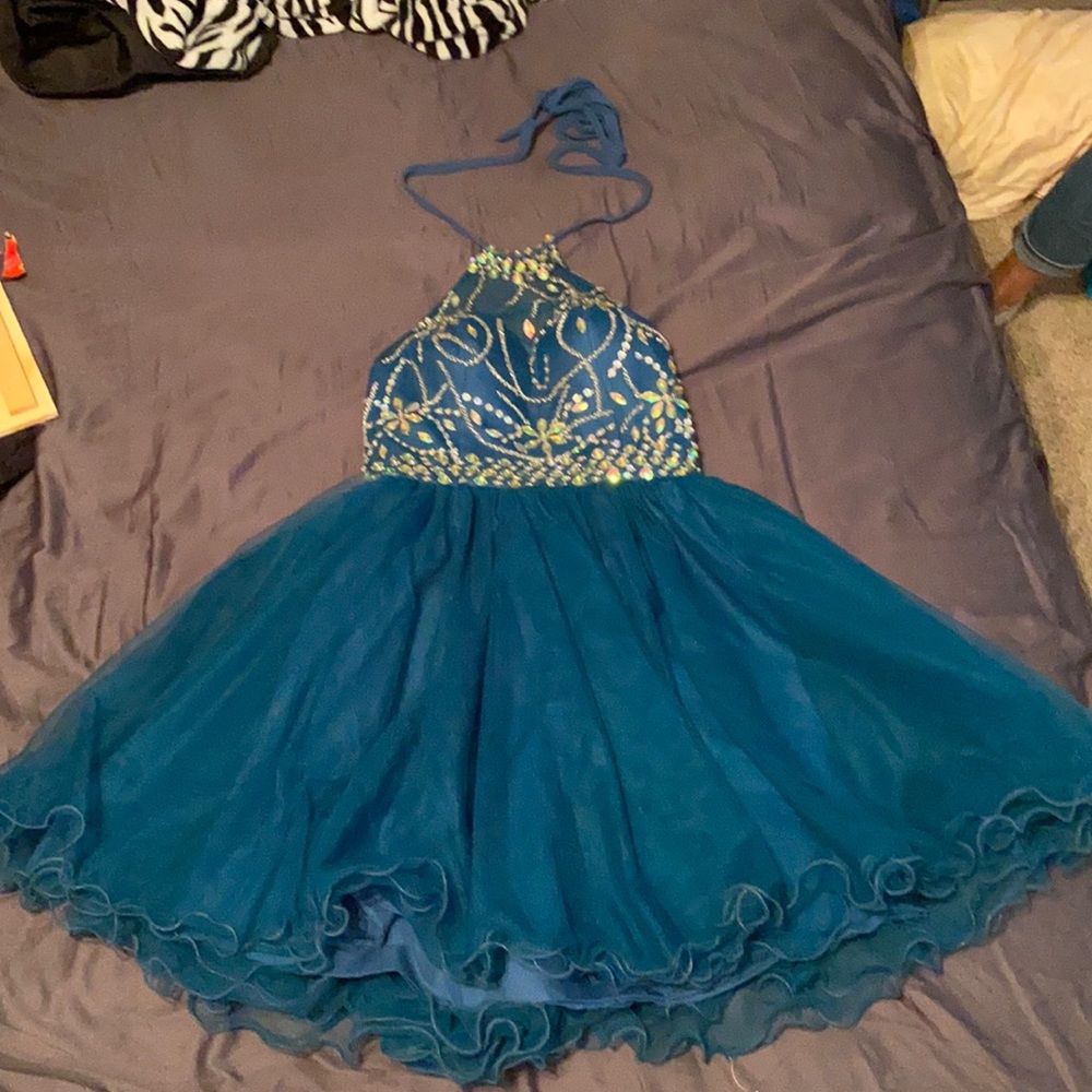 Halter Short Homecoming Dress With Beading/Tulle